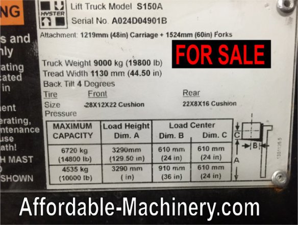 Used 15000lb Hyster S150 Stretch For Sale