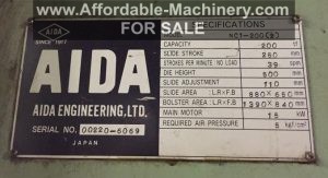 220 Ton Capacity Aida Single Point Gap Press For Sale (5)