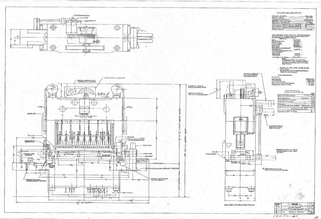 1,600 Ton Verson Straight Side Press For Sale