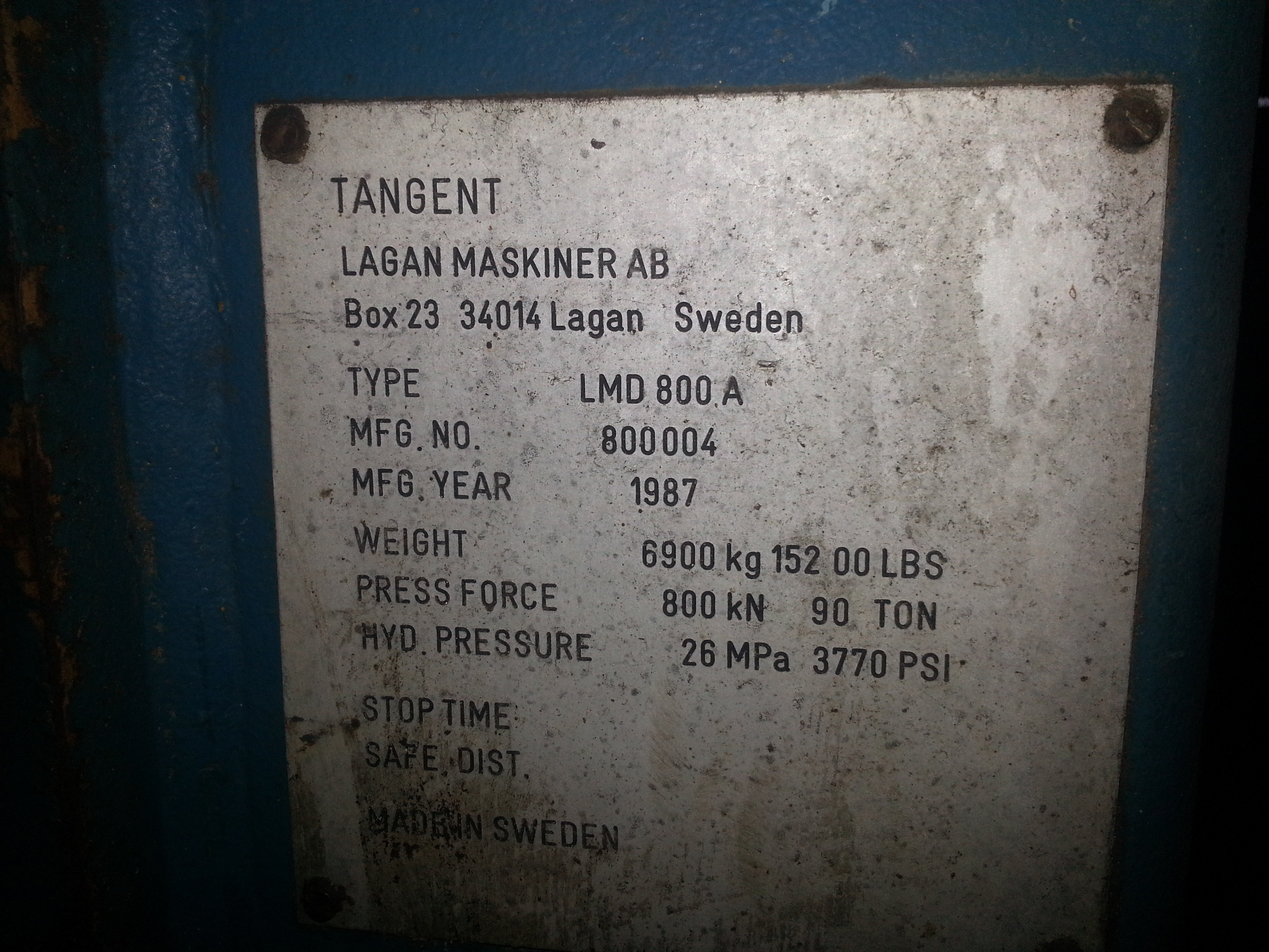 90 Ton Tangent Straight Side Press For Sale