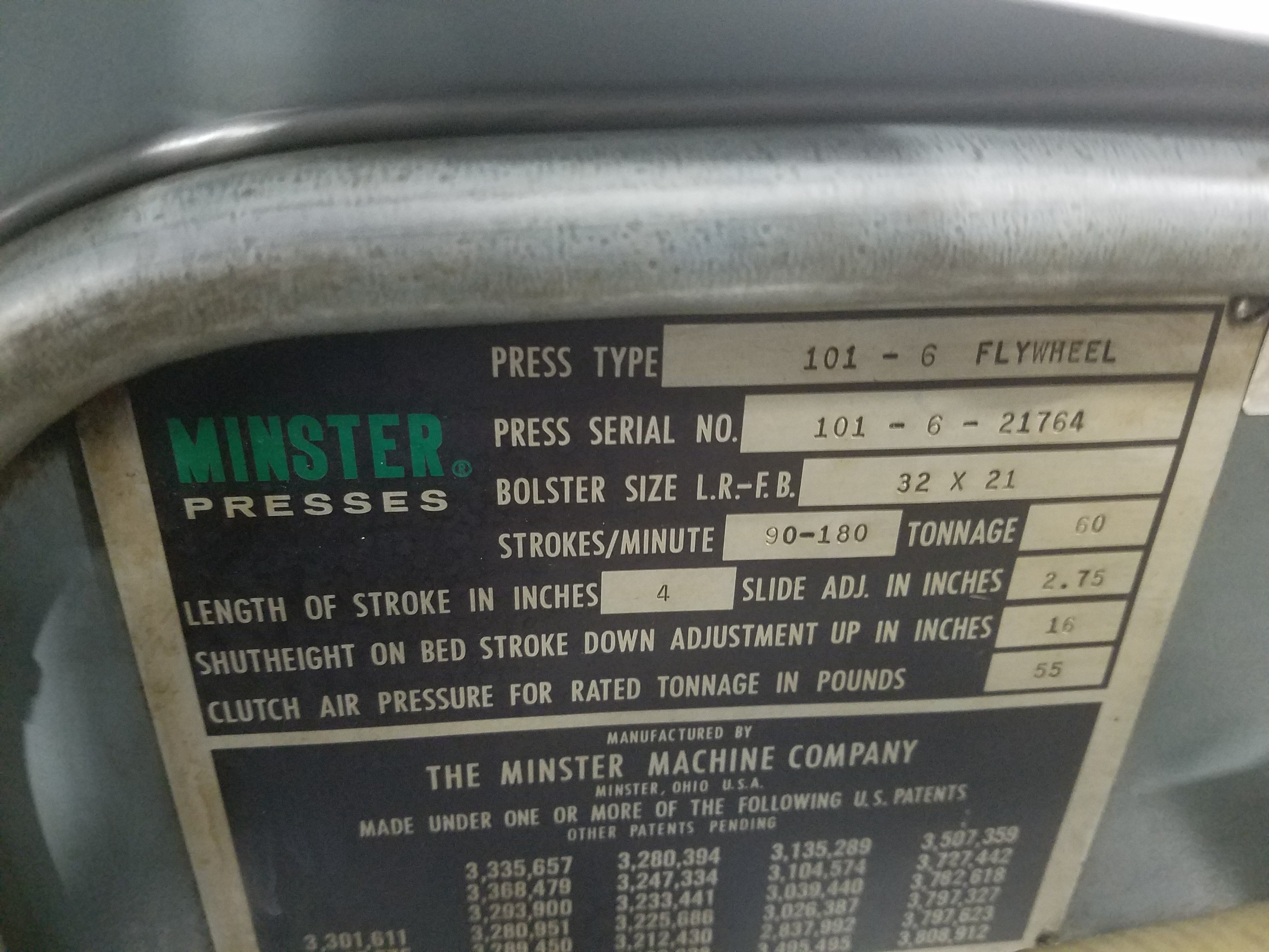 60 Ton Capacity Minster Press For Sale